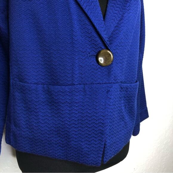 Anthropologie blue chevron textured button front blazer size 12 - Picture 5 of 16
